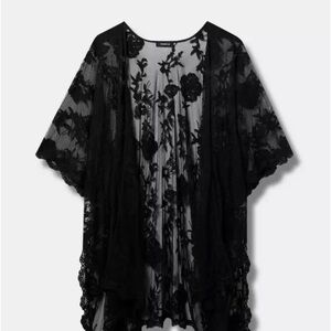 Torrid Embroidered Mesh Drape Kimono